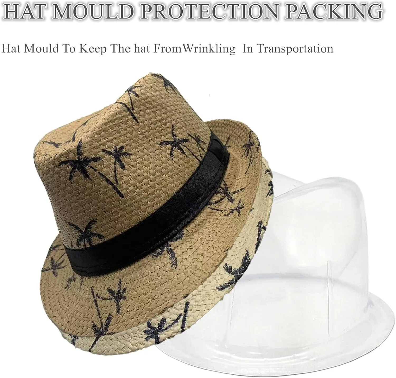 2 Pack Straw Fedora Hats for Men and Women, Short Brim Summer Beach hat, Trilby Panama Sun Hats.
