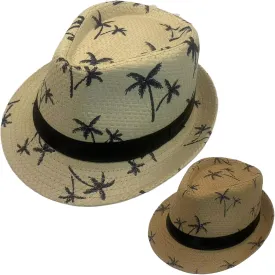 2 Pack Straw Fedora Hats for Men and Women, Short Brim Summer Beach hat, Trilby Panama Sun Hats.