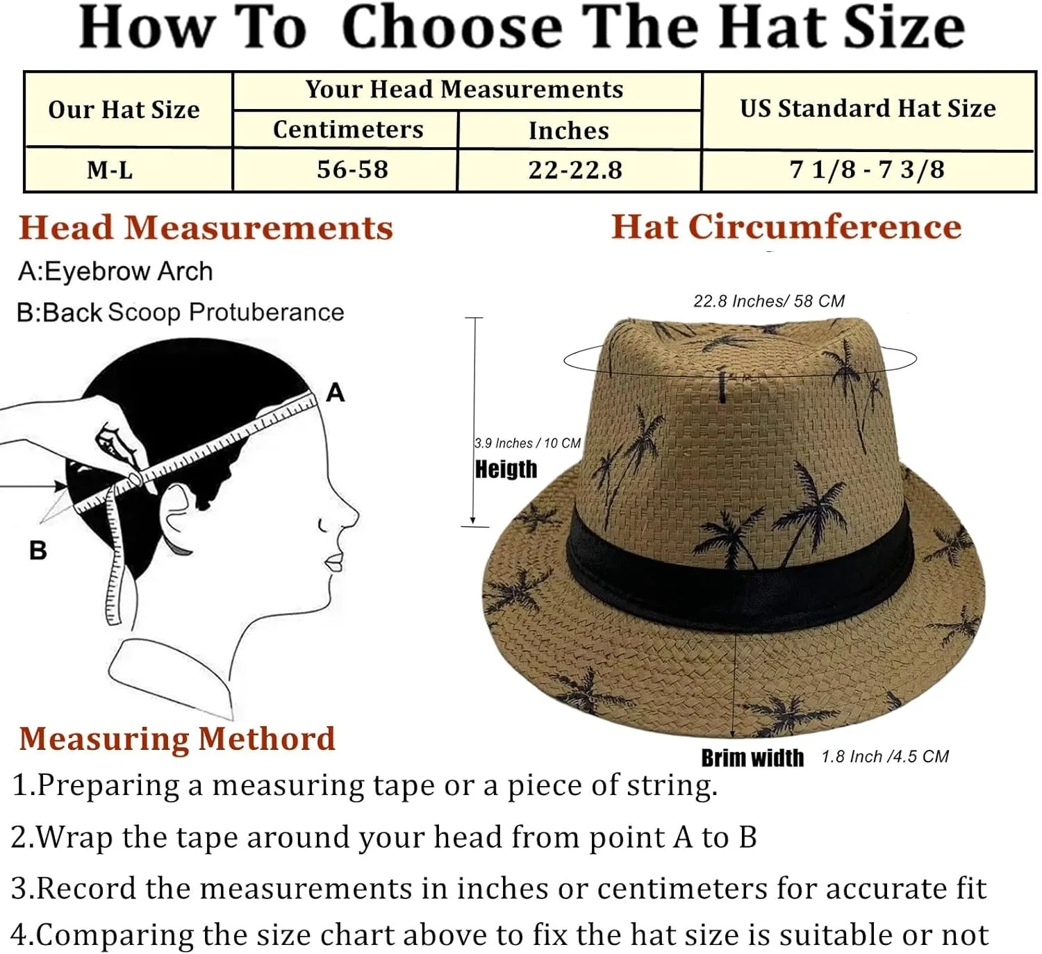 2 Pack Straw Fedora Hats for Men and Women, Short Brim Summer Beach hat, Trilby Panama Sun Hats.