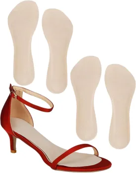 2 Pairs Pigskin High Heel Cushion Inserts, Adhesive Arch Support Sandal Inserts, Anti-Slip Shoe Inserts for Dress Shoes Flat Shoe Pain Relief, Leather Cushioning Heel Insoles for Boots