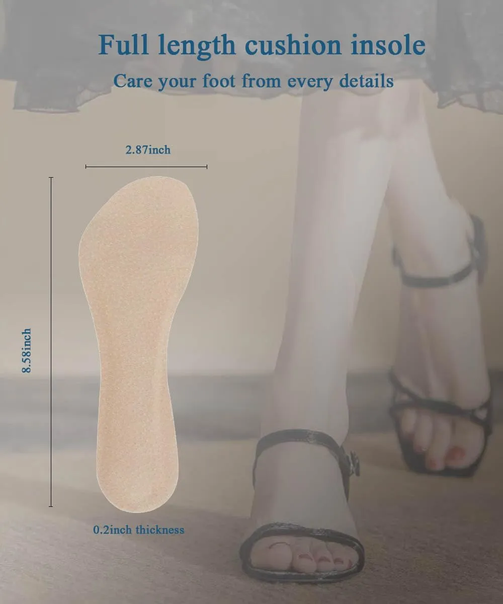 2 Pairs Pigskin High Heel Cushion Inserts, Adhesive Arch Support Sandal Inserts, Anti-Slip Shoe Inserts for Dress Shoes Flat Shoe Pain Relief, Leather Cushioning Heel Insoles for Boots