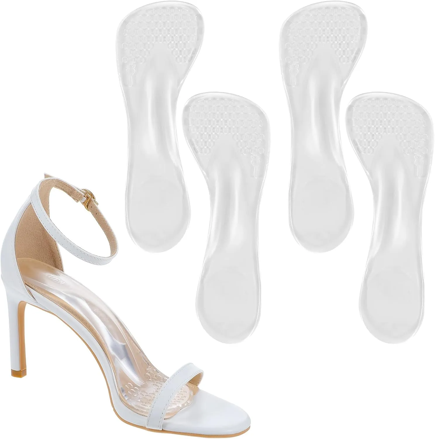 2 Pairs Weight Shifting Insoles for High Heels Women's 6-7.5 Transparent Inserts for High Heels Adhesive Comfort Shoe Pads for Women Foot Pain Relief Sandal Flats Boots Pumps Plantar Fasciitis