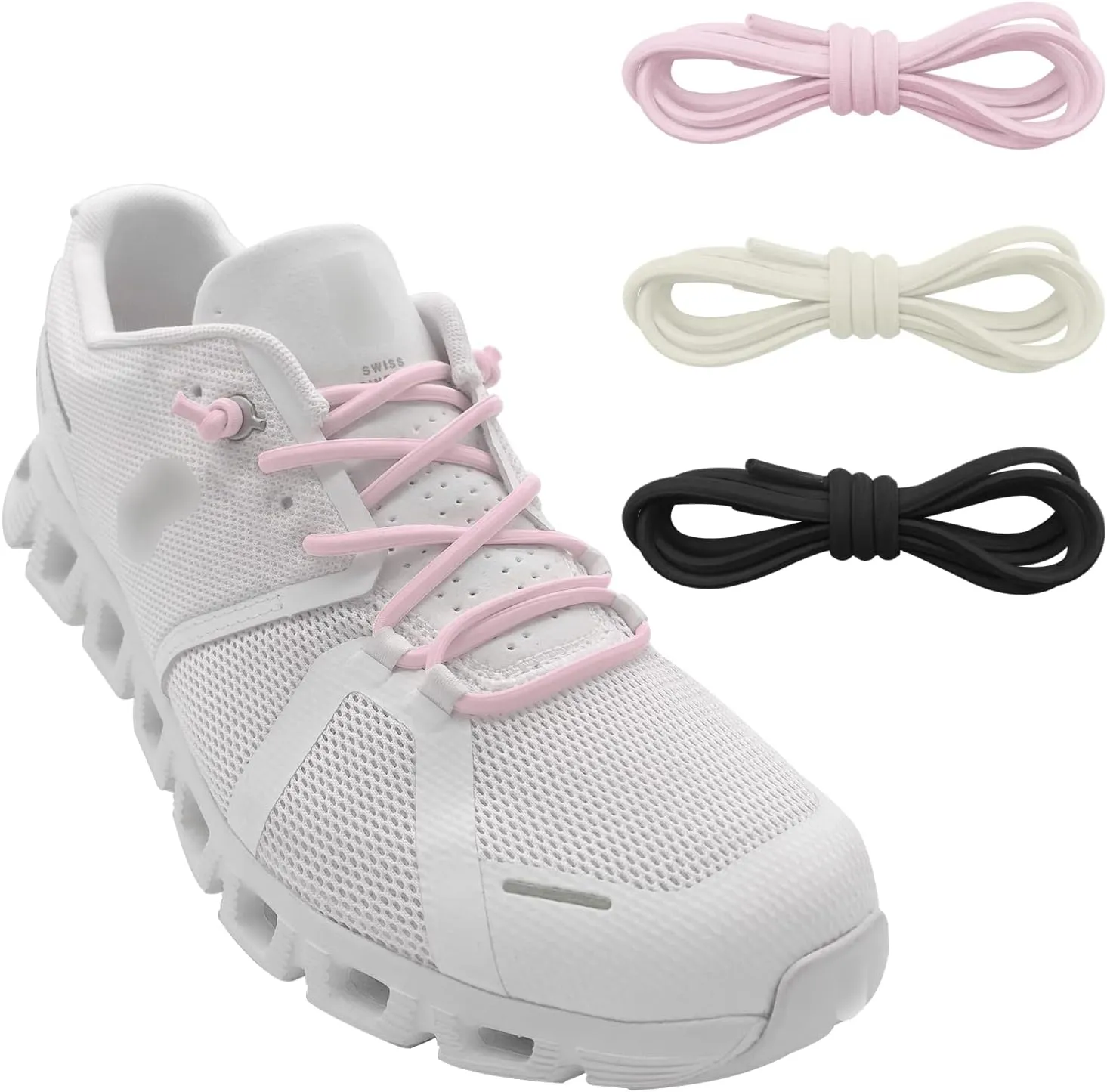 3 Pairs Elastic Shoe Laces Replacement Laces for Running Shoes,Stretch Oval Strings Replacement Shoestrings