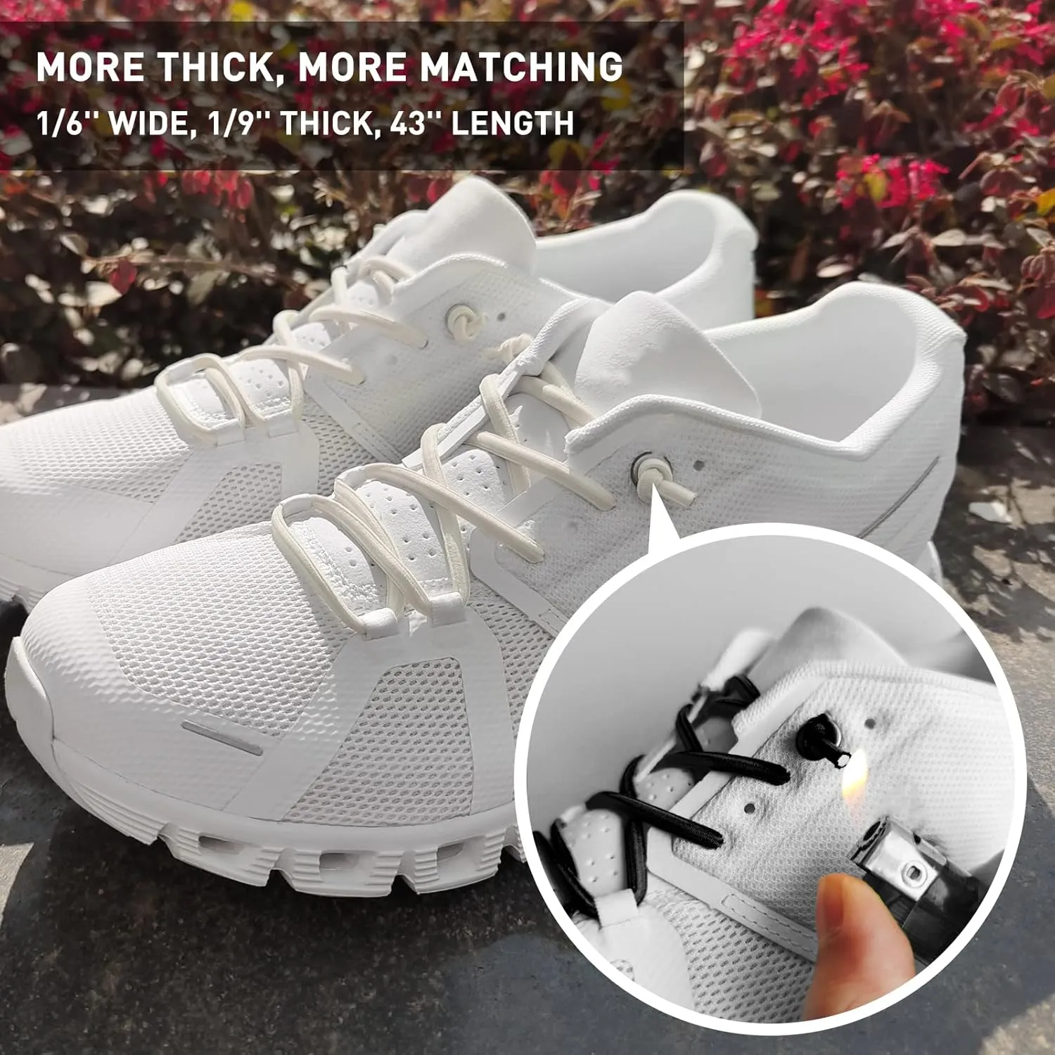 3 Pairs Elastic Shoe Laces Replacement Laces for Running Shoes,Stretch Oval Strings Replacement Shoestrings