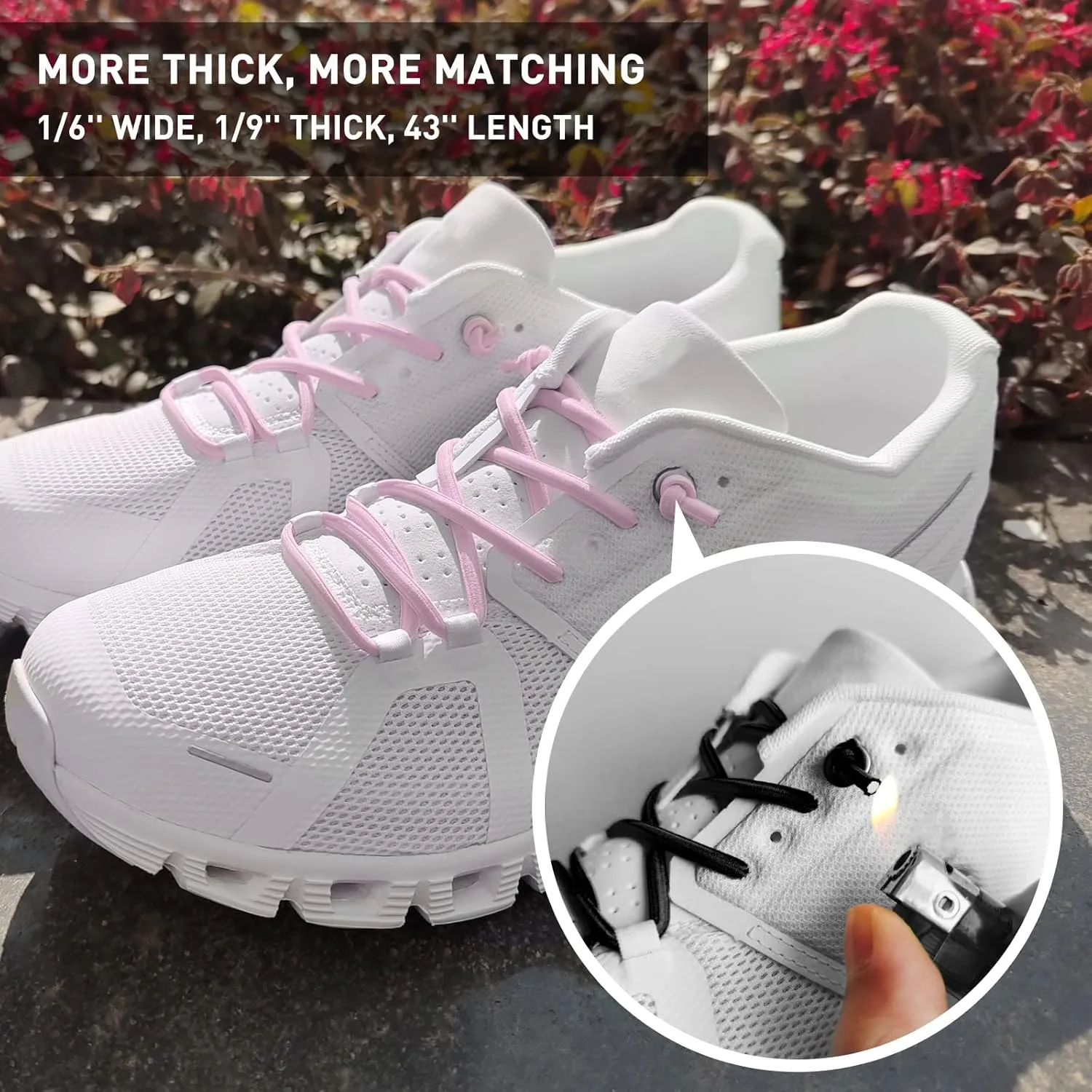 3 Pairs Elastic Shoe Laces Replacement Laces for Running Shoes,Stretch Oval Strings Replacement Shoestrings