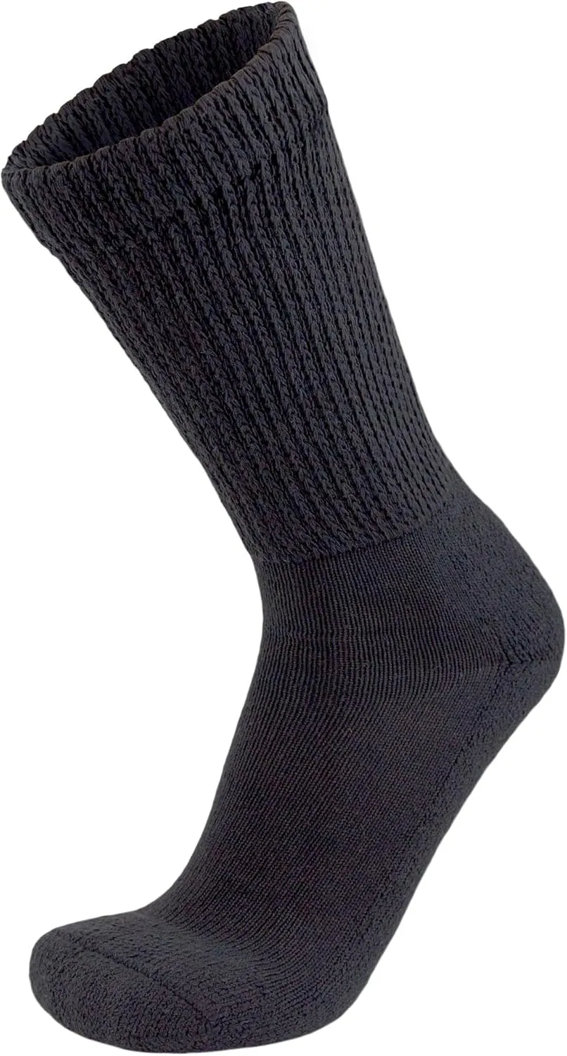 4 Pairs of Diabetic Extra Thick Warm Cotton Socks, Triple Cushioned Crew Slipper Socks