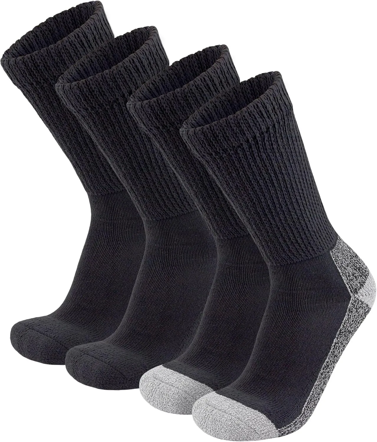 4 Pairs of Diabetic Extra Thick Warm Cotton Socks, Triple Cushioned Crew Slipper Socks