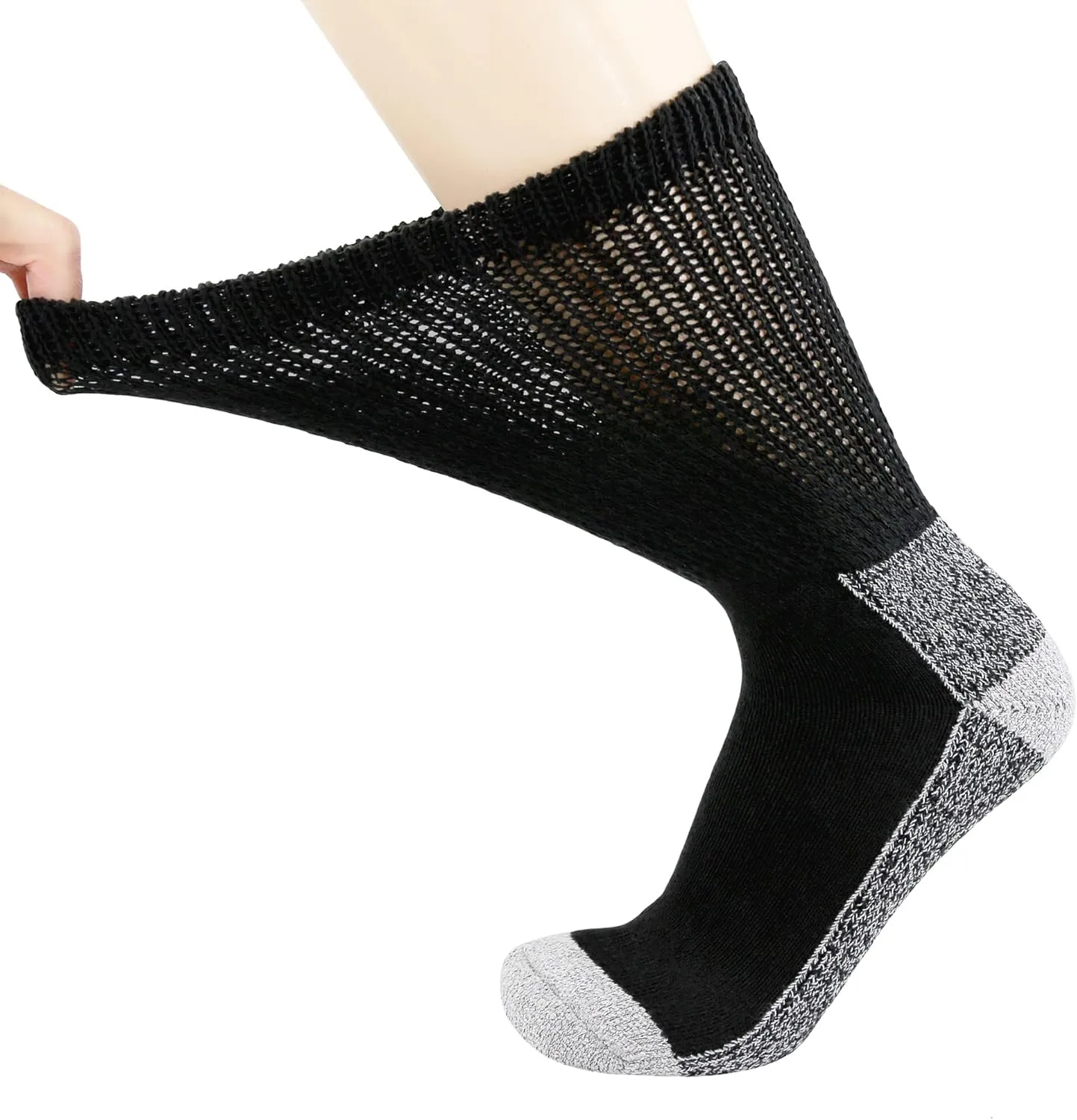 4 Pairs of Diabetic Extra Thick Warm Cotton Socks, Triple Cushioned Crew Slipper Socks