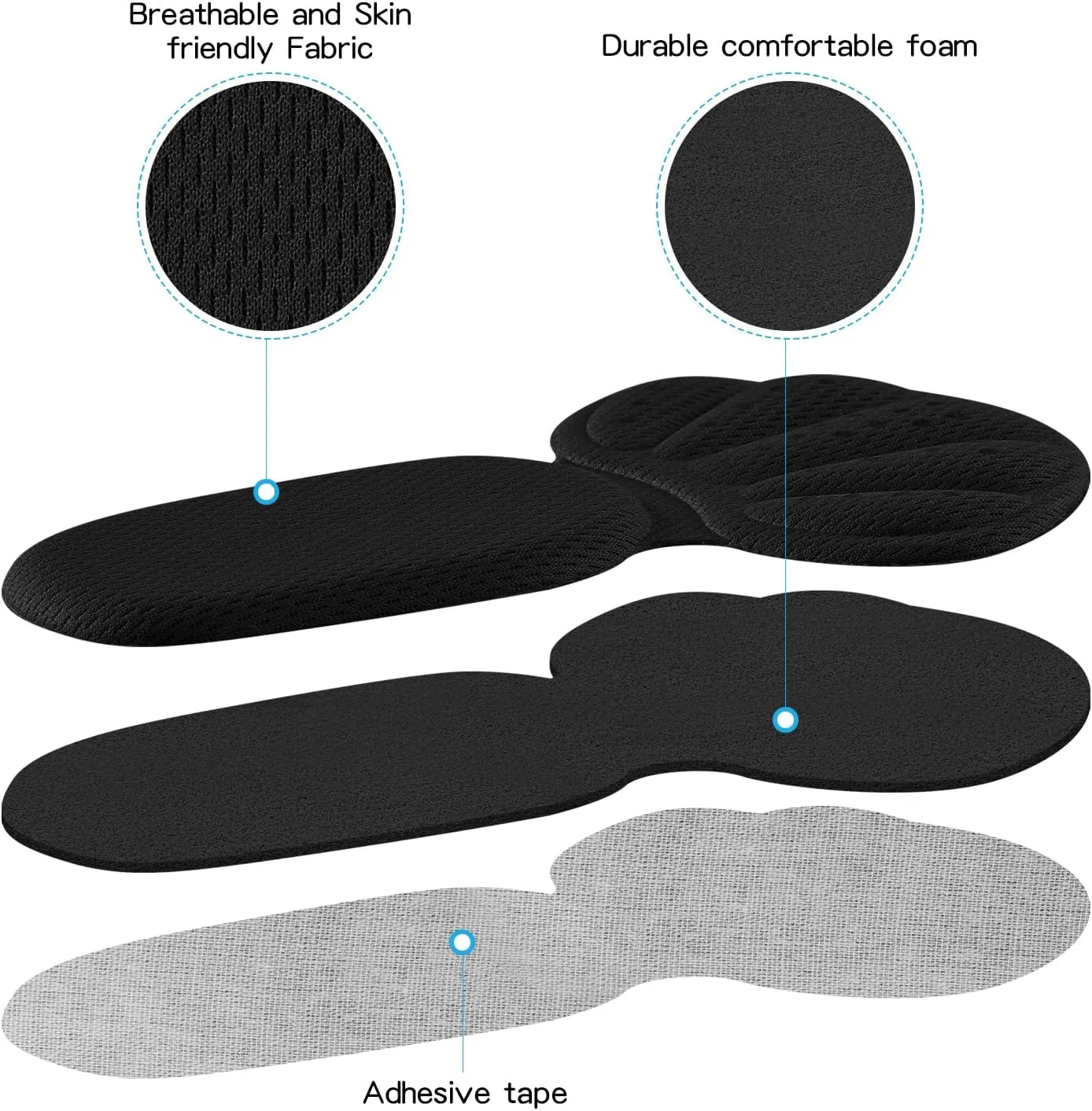 Adhesive Back of Heel Cushion Pads, Heel Grips Inserts for Boots, Too Big Loose Shoes, Reusable Heel Guards Liners for Women Men, Improve Shoe Fit