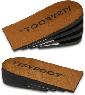 Adjustable Orthopedic Heel Lift Inserts for Shoes - 4 Layers for Uneven Legs, Height Increase Insole for Leg Length Discrepancies, Achilles Tendonitis, Heel Pain (Brown, Medium: Pack of 2)