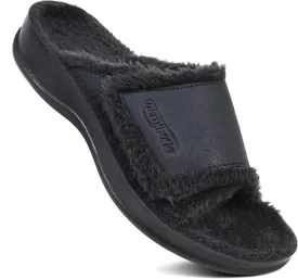 AEROTHOTIC Orthopedic Slippers for Women Indoor and Outdoor House Shoes Fuzzy Slippers With Arch Support for Plantar Fasciitis Relief Bedroom Slippers Women