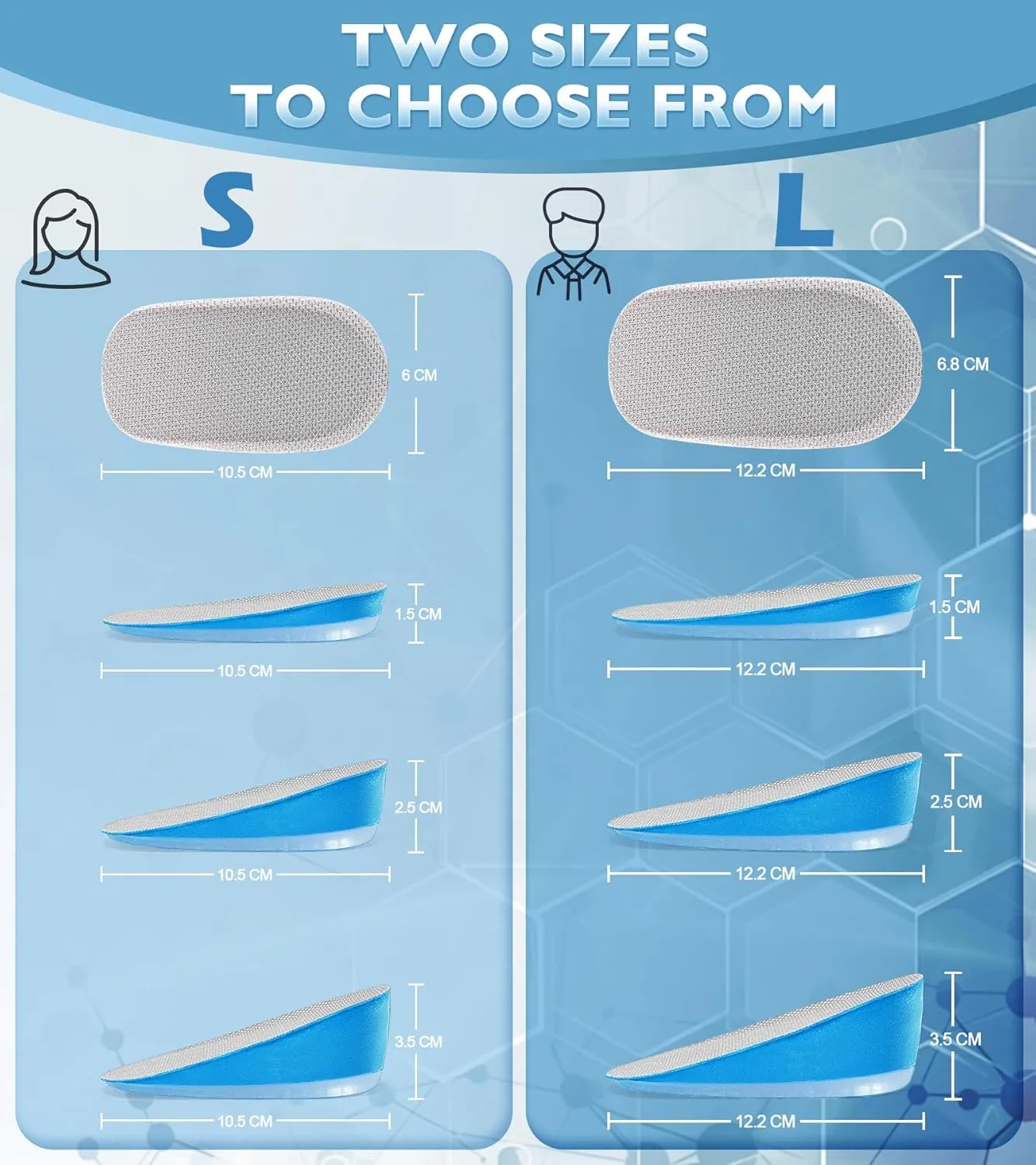 Ailaka Gel Height Increase Insoles, Shock Absorption Heel Cushion Pads, Height Lift Shoes Inserts for Men & Women