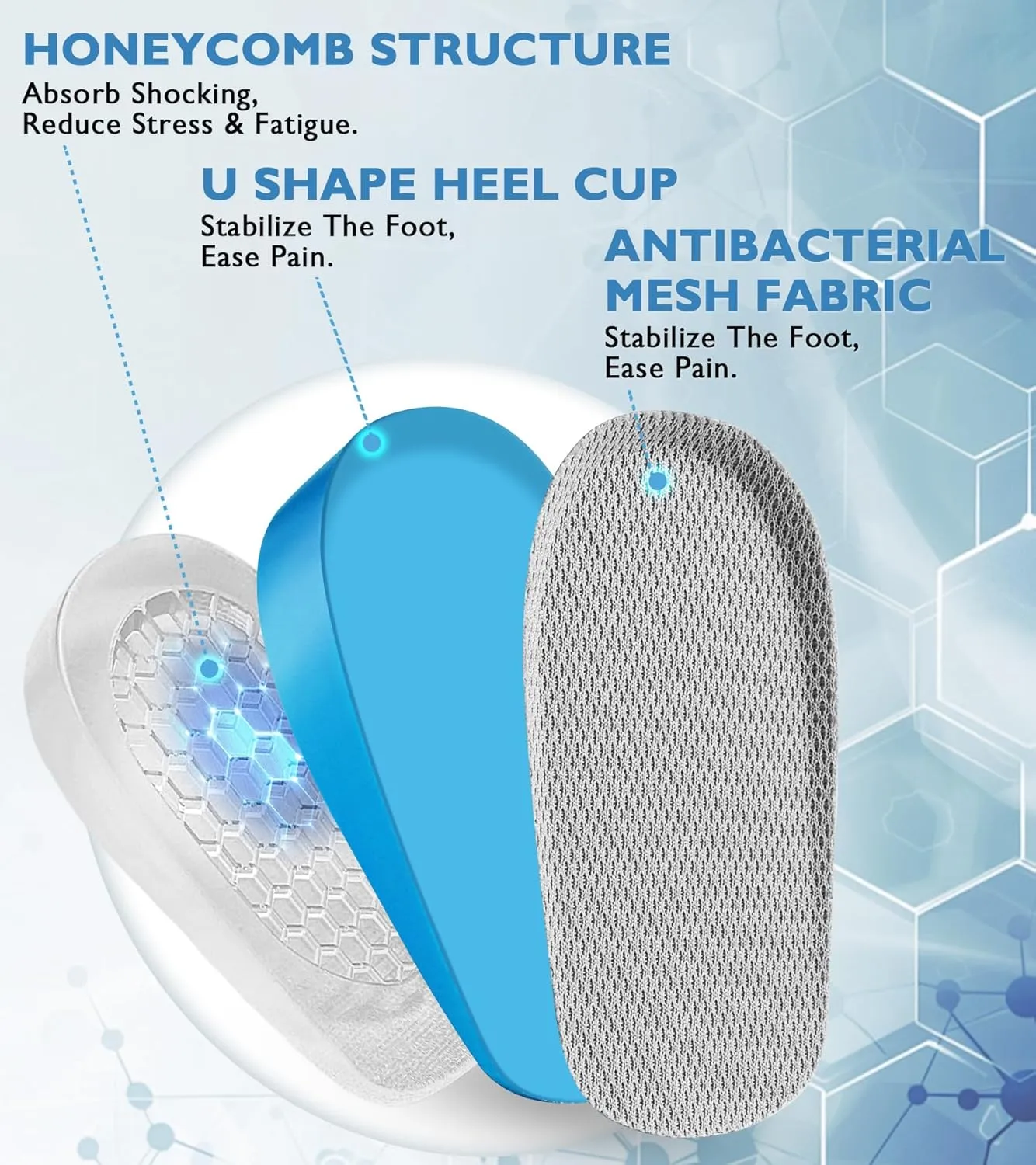 Ailaka Gel Height Increase Insoles, Shock Absorption Heel Cushion Pads, Height Lift Shoes Inserts for Men & Women