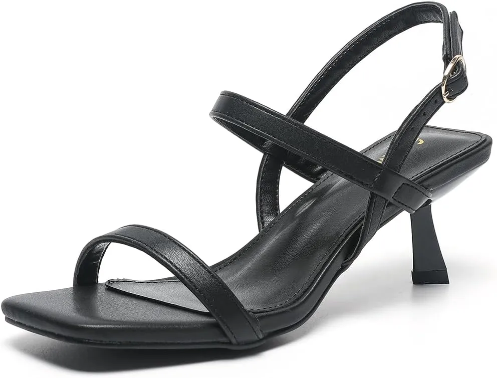 Amoji Women's 2.5 Inch Low Kitten Heels Ankle Strap Party Wedding Dress Shoes FZ326