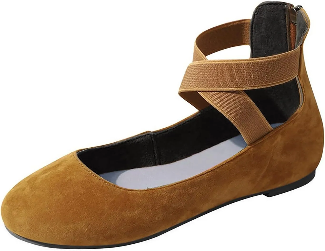 Aniywn Womens Ballet Flats Elastic Ankle Strap Shoes Slip On Loafers Round Toe Comfortable Work Shoes for Women