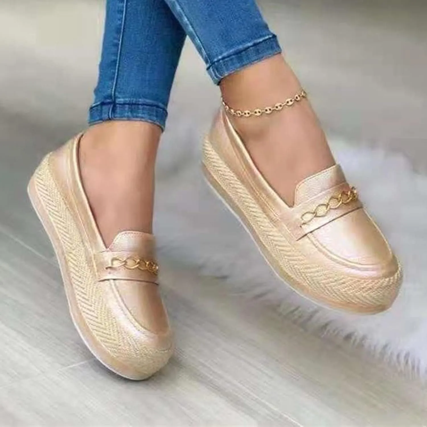 Aniywn Women's High Platform Wedge Heels Shoes Closed Round Toe Wedge Pumps Slip On Comfort Working Dress Office Shoes