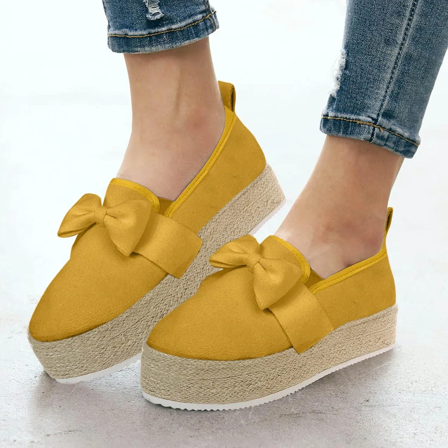 Aniywn Women's High Platform Wedge Heels Shoes Closed Round Toe Wedge Pumps Slip On Comfort Working Dress Office Shoes
