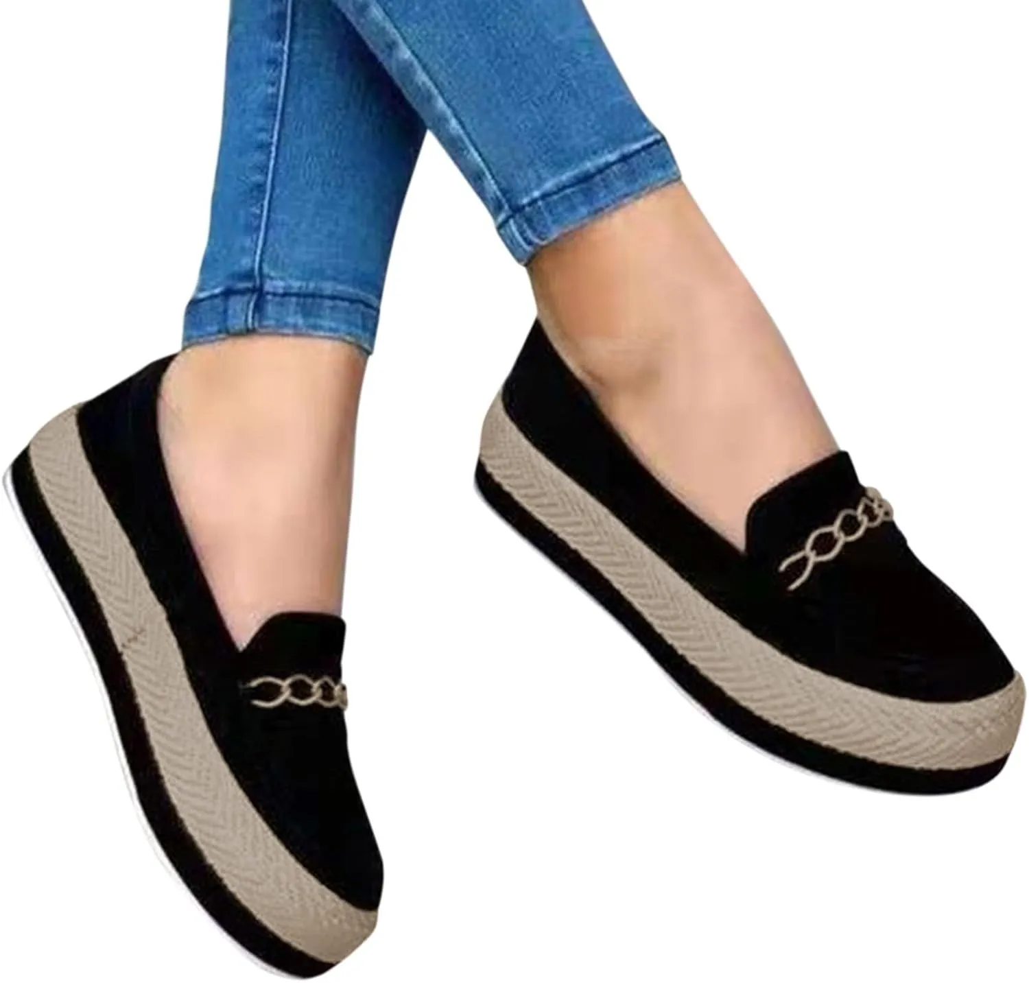 Aniywn Women's High Platform Wedge Heels Shoes Closed Round Toe Wedge Pumps Slip On Comfort Working Dress Office Shoes