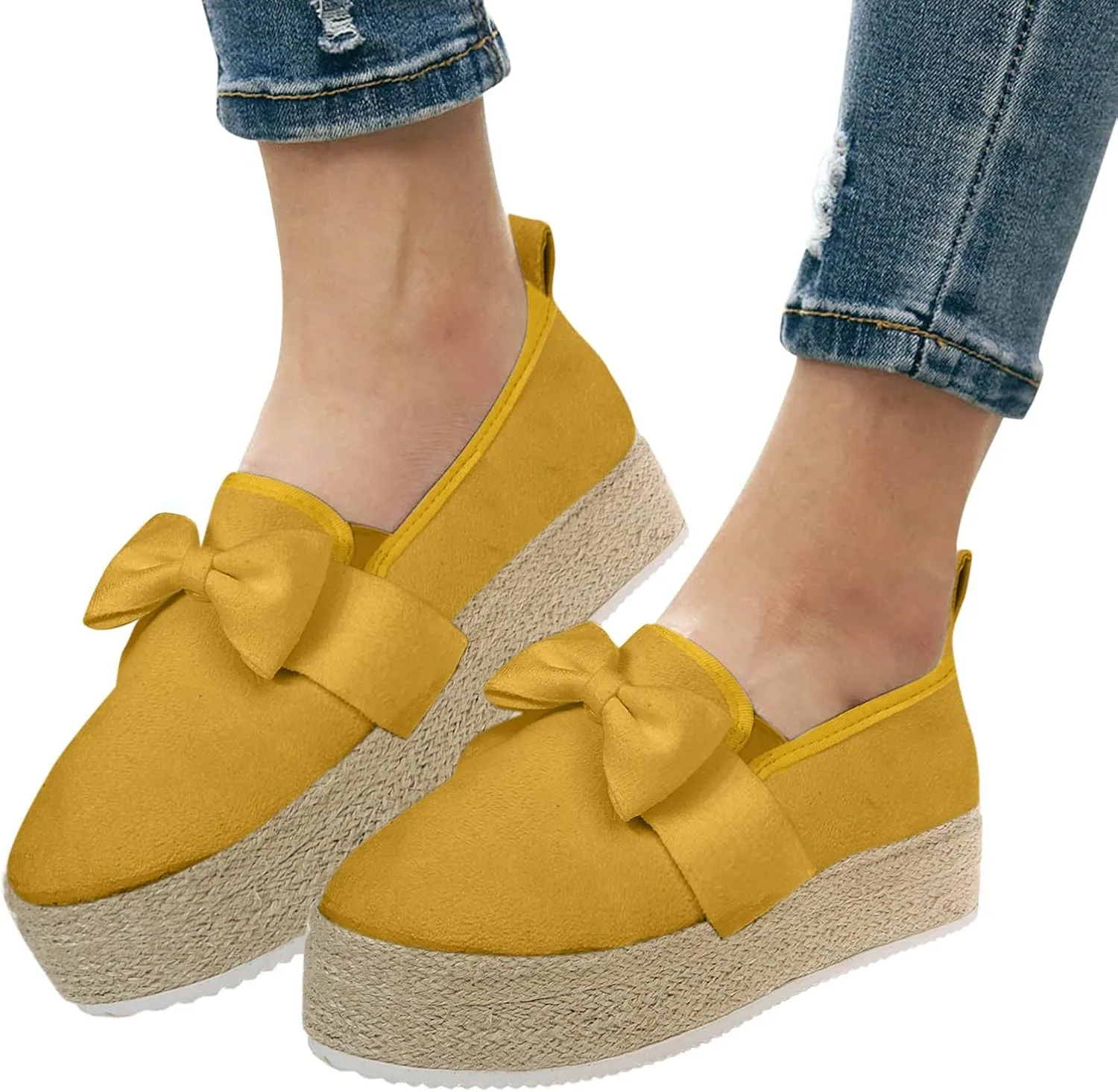 Aniywn Women's High Platform Wedge Heels Shoes Closed Round Toe Wedge Pumps Slip On Comfort Working Dress Office Shoes