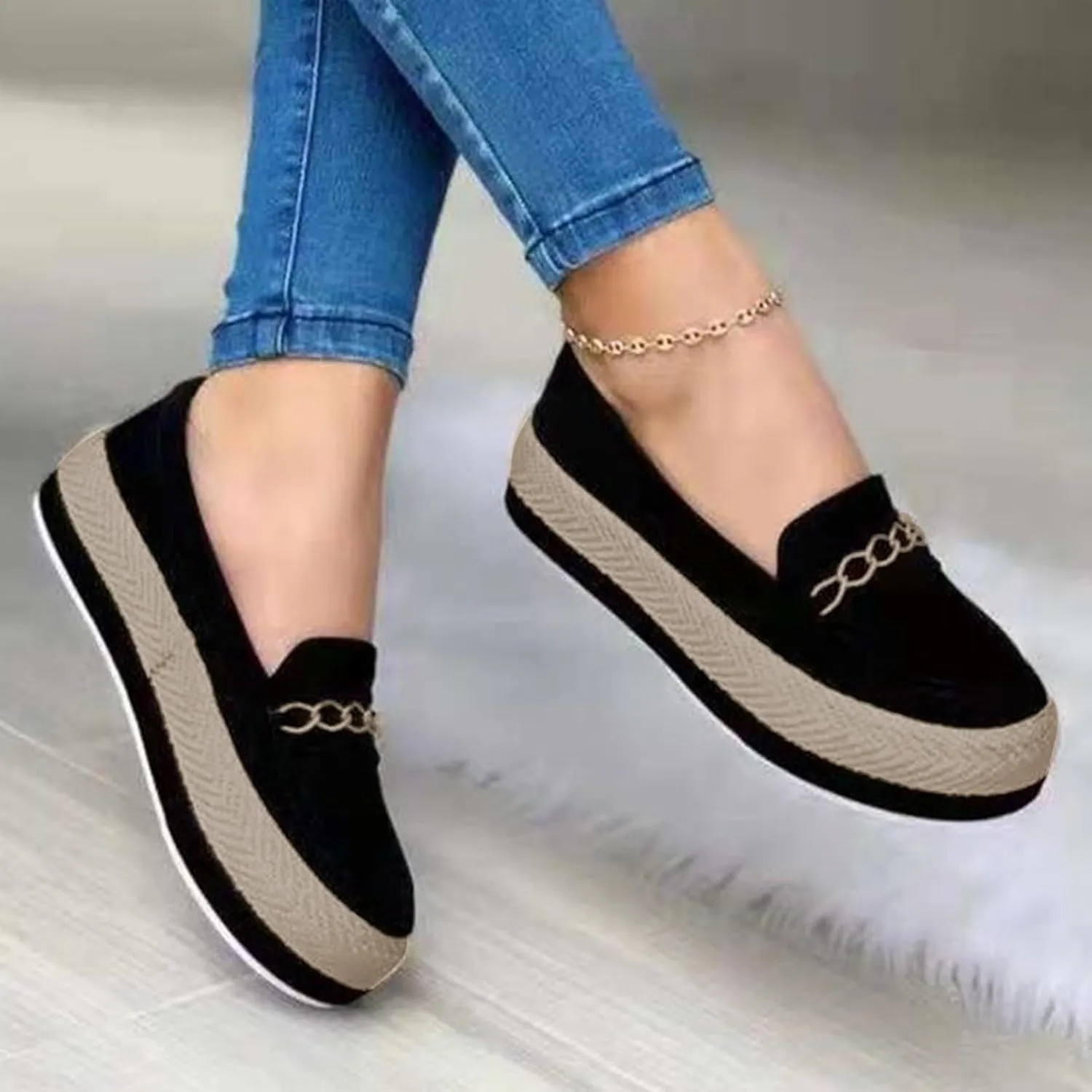 Aniywn Women's High Platform Wedge Heels Shoes Closed Round Toe Wedge Pumps Slip On Comfort Working Dress Office Shoes