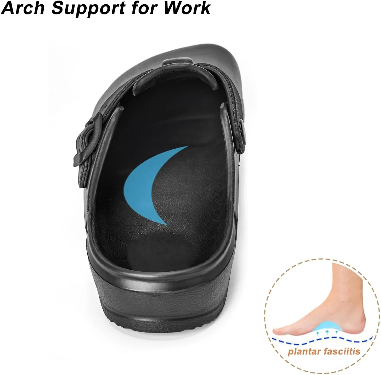 Arch Support Work Clogs Slip Resistant Orthopedic Shoes for Chef Nurse Garden Comfortable, Slip-On Cushion Slide Sandals