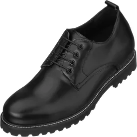 CALTO Men's Invisible Height Increasing Elevator Shoes - Black Leather Lace-up Low-top Work Boots - 3 Inches Taller - S9118- Size 7.5 D(M) US