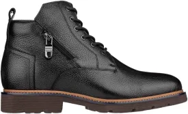 CALTO Men's Invisible Height Increasing Elevator Shoes - Black Premium Leather Lace-up Cap-Toe Dress Casual Boots - 2.8 Inches Taller - Y42071 - Size 11.5 D(M) US