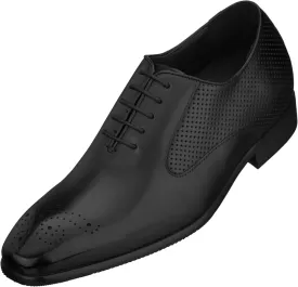 CALTO Men's Invisible Height Increasing Elevator Shoes - Black Premium Leather Lace-up Formal Oxfords - 2.4 Inches Taller - Y6012 - Size 9 D(M) US