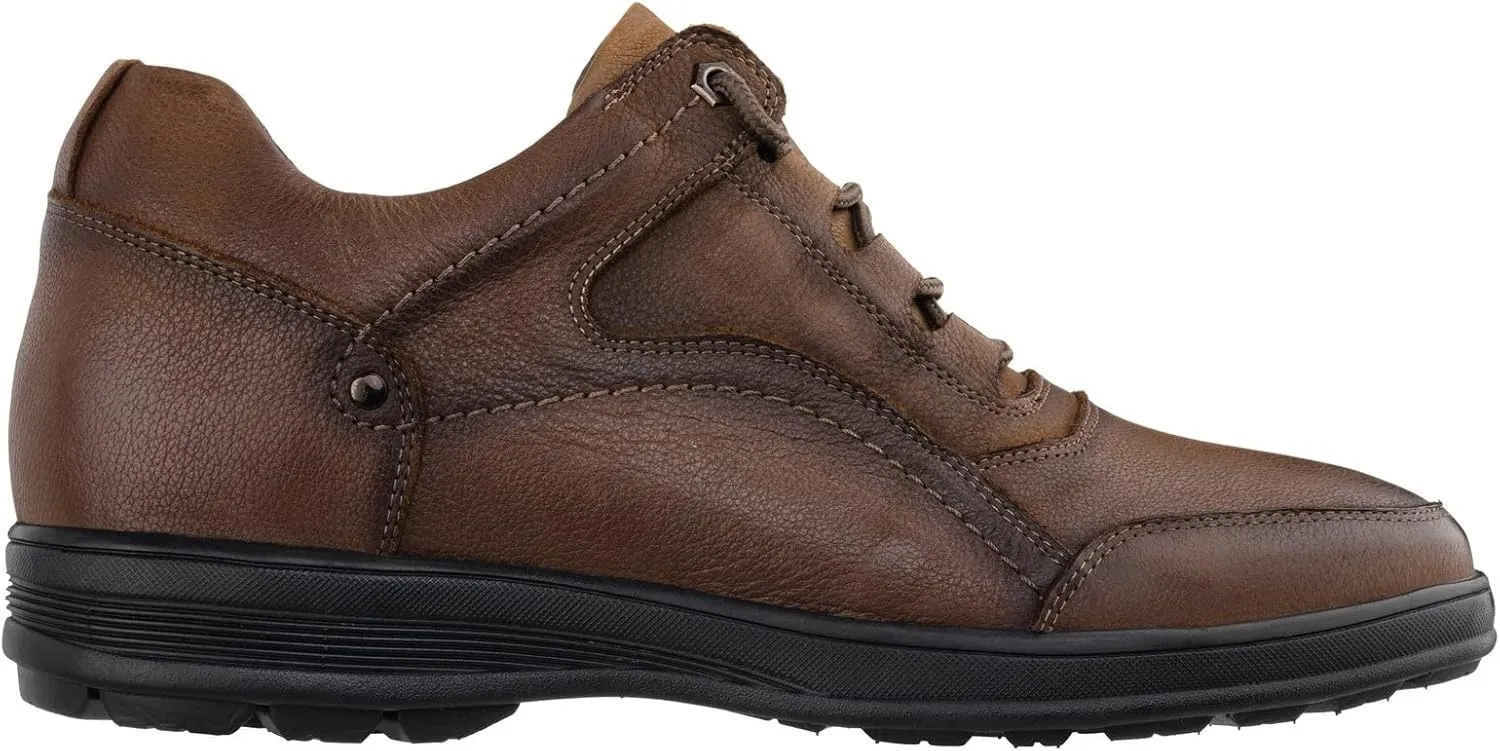 CALTO Men's Invisible Height Increasing Elevator Shoes - Brown Leather Lace-up Lightweight Casual Walkers - 2.8 Inches Taller - K3044- Size 10 D(M) US