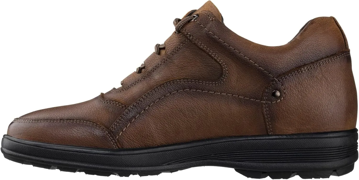 CALTO Men's Invisible Height Increasing Elevator Shoes - Brown Leather Lace-up Lightweight Casual Walkers - 2.8 Inches Taller - K3044- Size 10 D(M) US