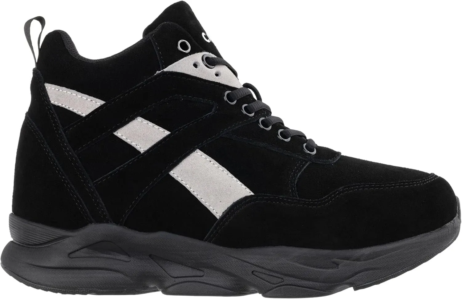 CALTO Men's Invisible Height Increasing Elevator Trainer Shoes - Black/Grey Lace-up Fashion High-Top Hiker Sneakers - 4.0 Inches Taller - S33594 - Size 11 D(M) US