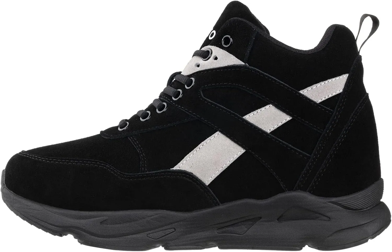 CALTO Men's Invisible Height Increasing Elevator Trainer Shoes - Black/Grey Lace-up Fashion High-Top Hiker Sneakers - 4.0 Inches Taller - S33594 - Size 11 D(M) US