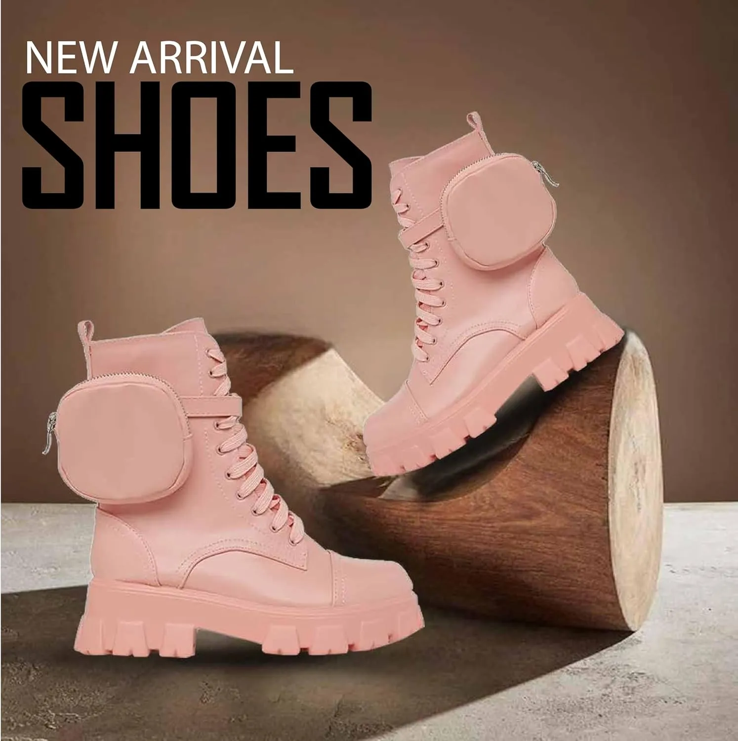 Cape Robbin Monalisa Pink Pastel Chic Chunky Platform Lace Up Pouch Combat Boots