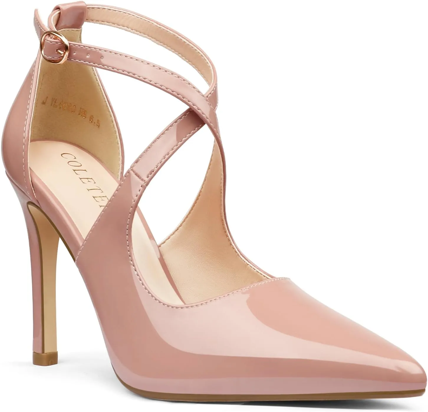 COLETER Womens 4" Pointed Toe D'Orsay Pumps Stilettos High Heel Crossed Ankle Strap Dress Shoes