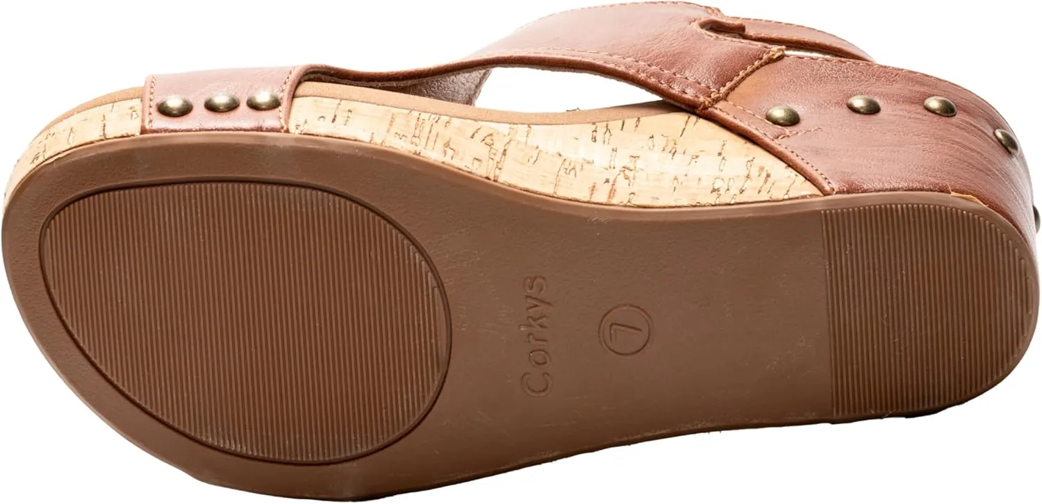 Corkys Footwear Womens Carley Wedges, Featuring Corkys EVA Foam Cushioned Insoles, A 2.5 Inch Heel, Lightweight For All Day Wear, And Hook And Loop Closure