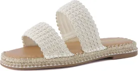 CUSHIONAIRE Bhendi Womens Espadrille Slide Sandal  Faux Leather Double Strap with Jute-Wrapped Sole & Cushioned Footbed