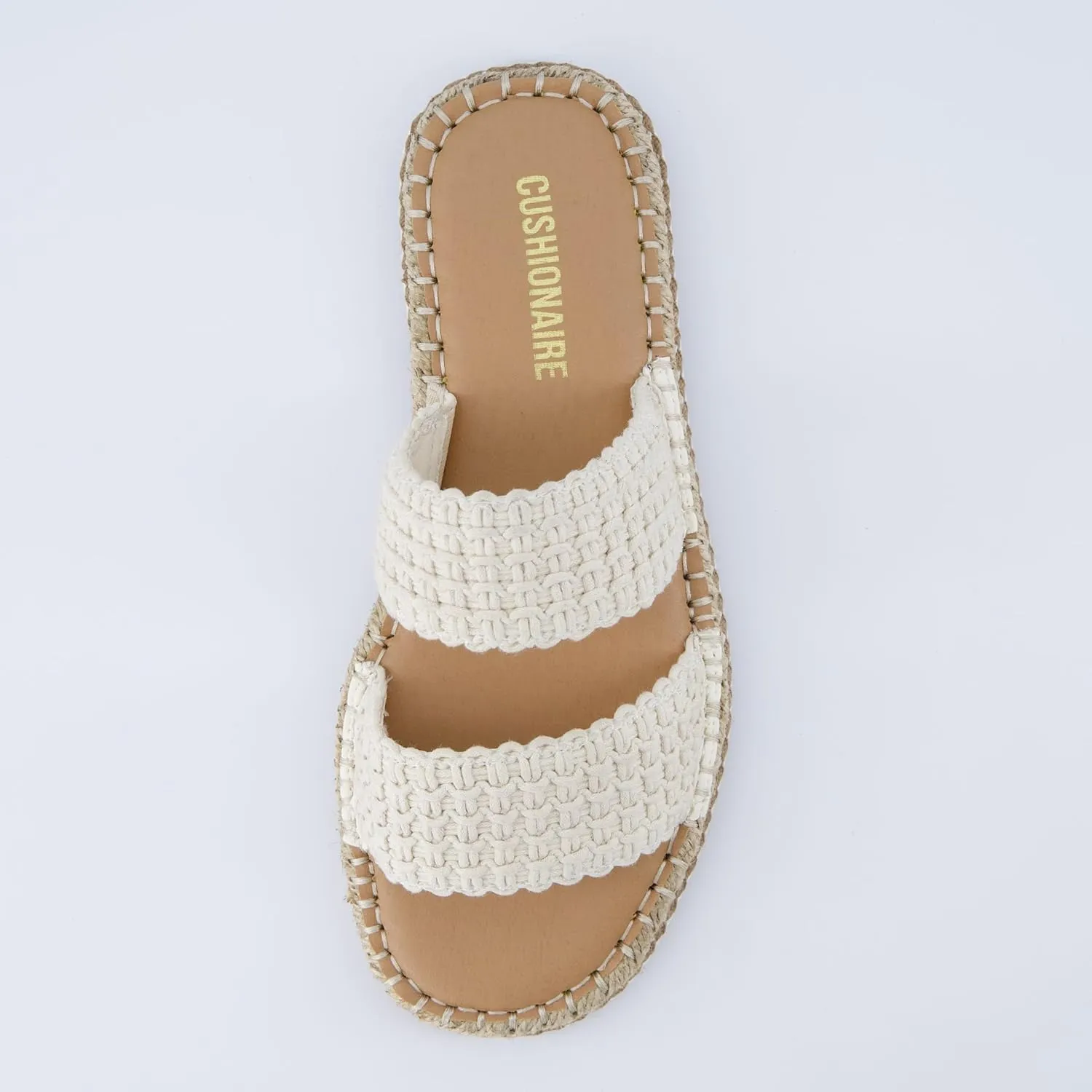 CUSHIONAIRE Bhendi Womens Espadrille Slide Sandal  Faux Leather Double Strap with Jute-Wrapped Sole & Cushioned Footbed