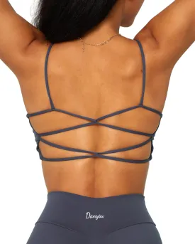 Danysu Backless Sports Bra Soft Workout Tops with Removable Padded Yoga Training Bras Strappy Going Out Top