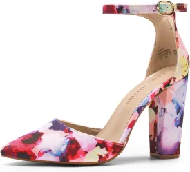DREAM PAIRS Women's Coco High Heels Chunky Block Pumps Pointed Closed Toe Ankle Strap Dress Shoes