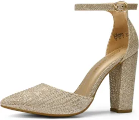 DREAM PAIRS Women's Coco High Heels Chunky Block Pumps Pointed Closed Toe Ankle Strap Dress Shoes