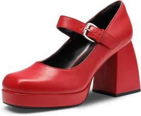 DREAM PAIRS Women's High Chunky Platform Closed Toe Mary Jane Block Heels Square Toe Strappy Dress Wedding Party Pumps Shoes