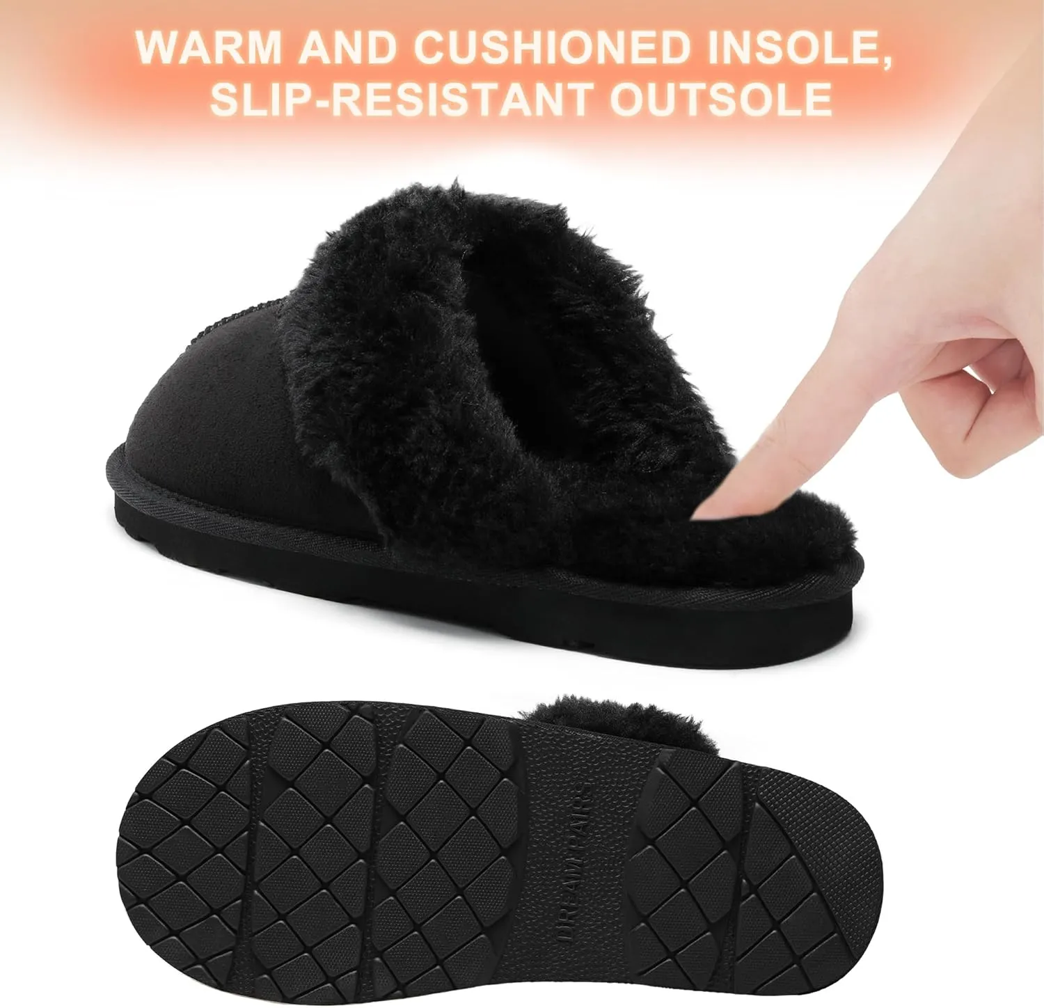 DREAM PAIRS Women's House Slippers Indoor Fuzzy Fluffy Furry Cozy Home Bedroom Comfy Winter Cute Warm Outdoor Shoes FuzzyEasy