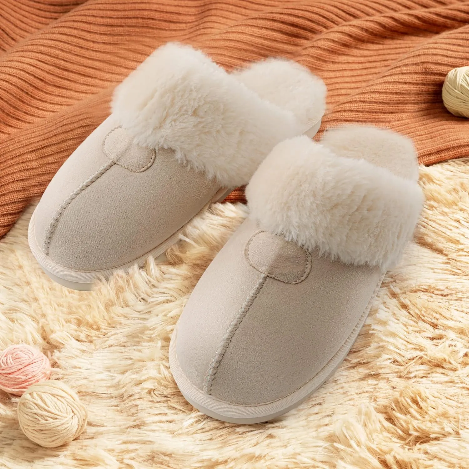 DREAM PAIRS Women's House Slippers Indoor Fuzzy Fluffy Furry Cozy Home Bedroom Comfy Winter Cute Warm Outdoor Shoes FuzzyEasy