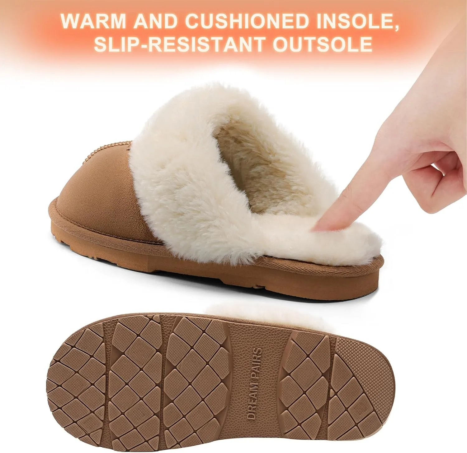 DREAM PAIRS Women's House Slippers Indoor Fuzzy Fluffy Furry Cozy Home Bedroom Comfy Winter Cute Warm Outdoor Shoes FuzzyEasy