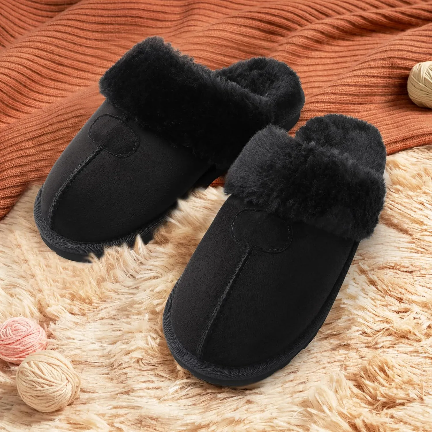 DREAM PAIRS Women's House Slippers Indoor Fuzzy Fluffy Furry Cozy Home Bedroom Comfy Winter Cute Warm Outdoor Shoes FuzzyEasy