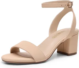 DREAM PAIRS Women's Open Toe Ankle Strap Low Block Chunky Heels Sandals Party Dress Pumps Shoes