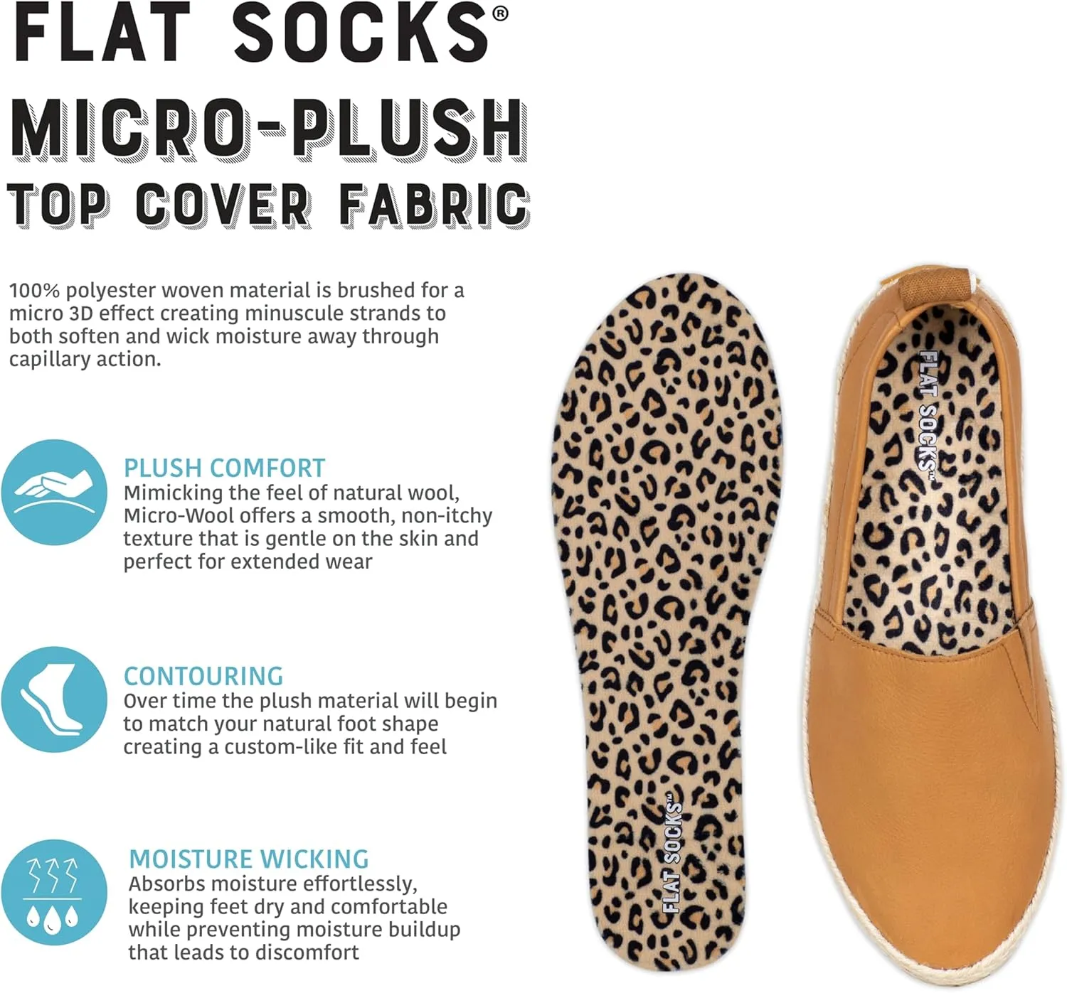 FLAT SOCKS Womens No Show Socks, Sockless Shoe Liner, No Slipping, No Stinking, Washable Barefoot Shoe Insert, Animal Print