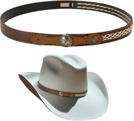 Gamboa Hat Bands for Cowboy and Cowgirl Western Accesories for Men and Women Leather Style Hat Belt Band