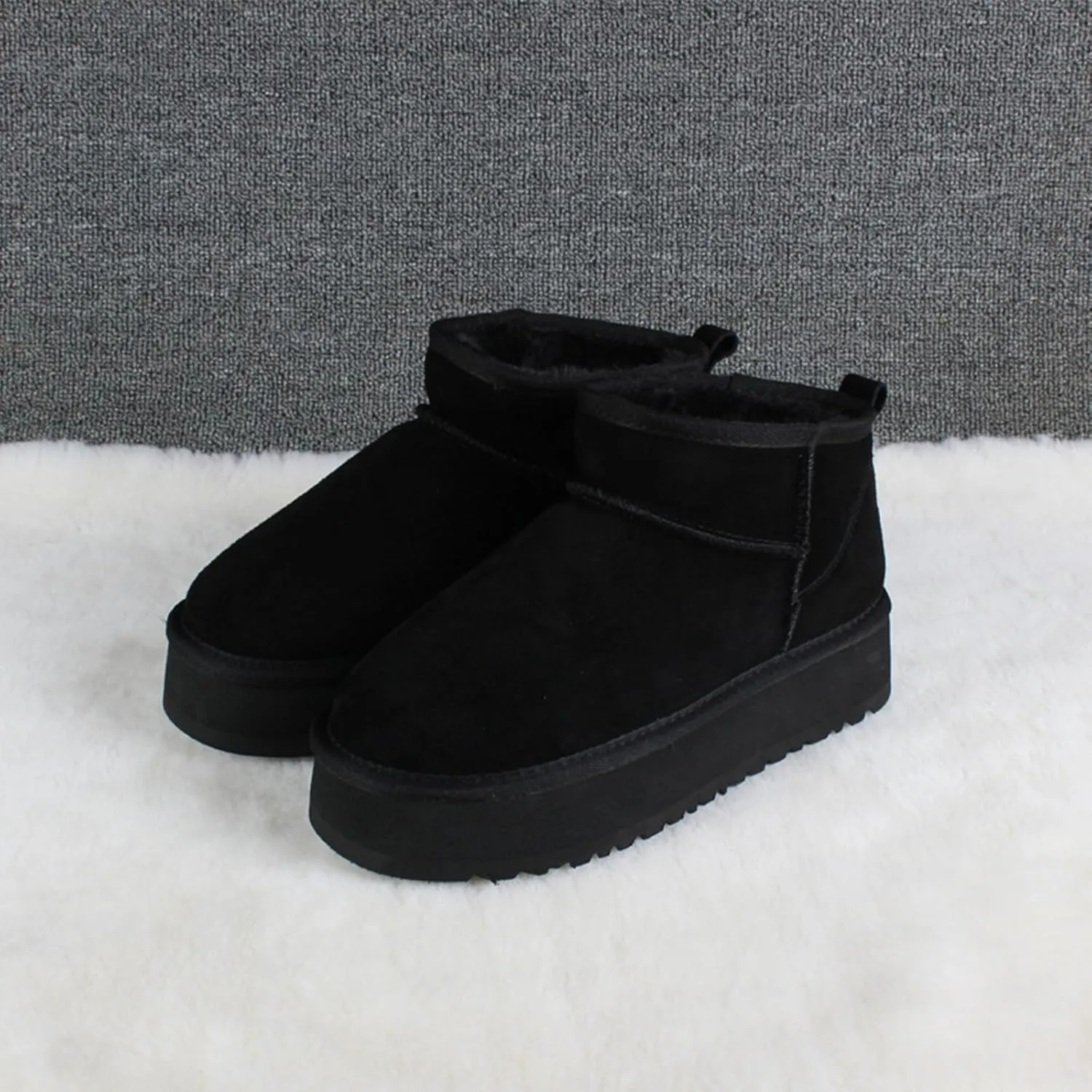 Gegefur Women's Platform Classic Boots Faux Fur Lined Ankle Snow Boots