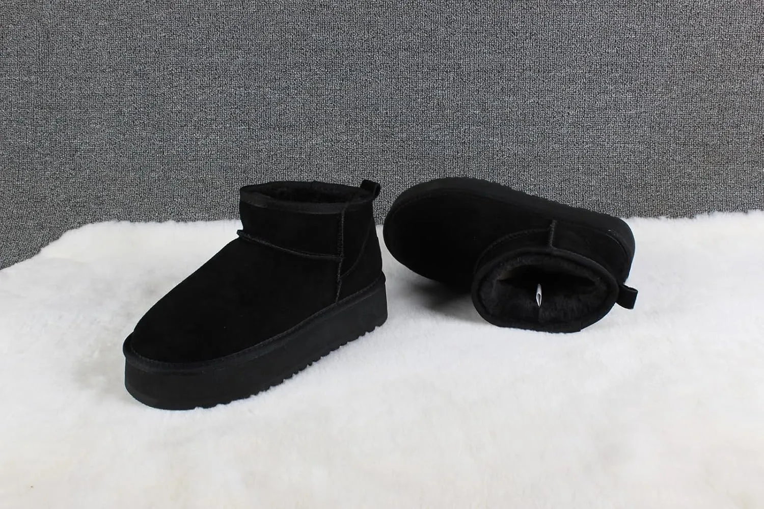 Gegefur Women's Platform Classic Boots Faux Fur Lined Ankle Snow Boots